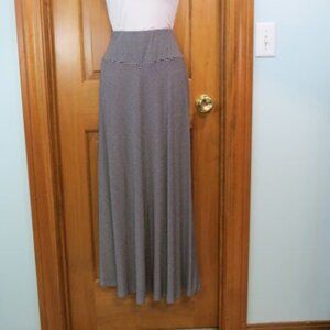 Talbots Knit Maxi Skirt Black & White Stripe Bias Cut A-Line Size PS